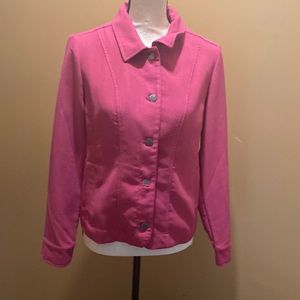 Women Christopher & Banks corduroy pink fushia blazer jacket sits at waist sz S